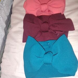 Set of Three Knotted Headbands - Pink, Burgundy, Teal